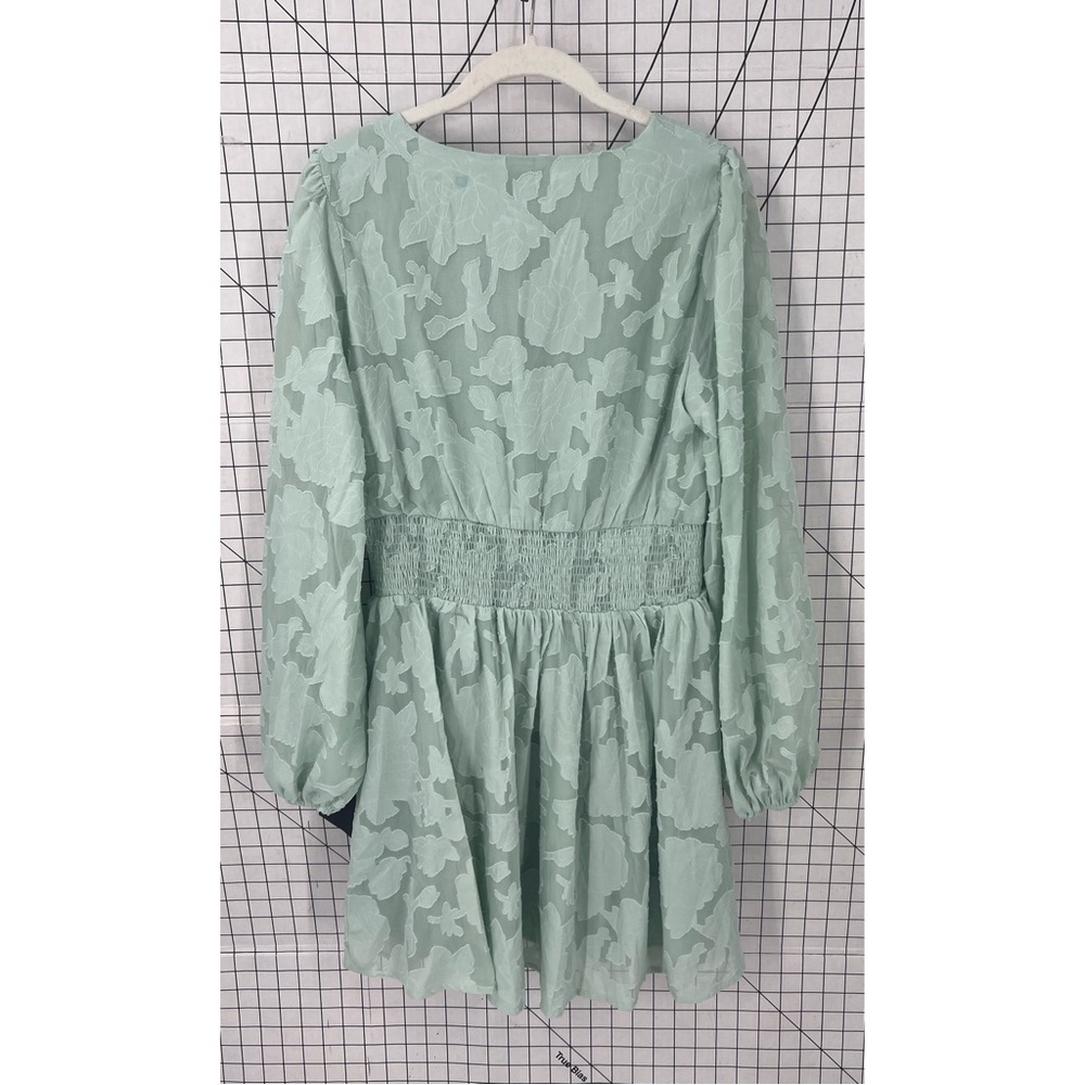 LULU’S Tomorrow and Always Light Sage Green Burnout Floral Mini Dress L - Picture 3 of 15